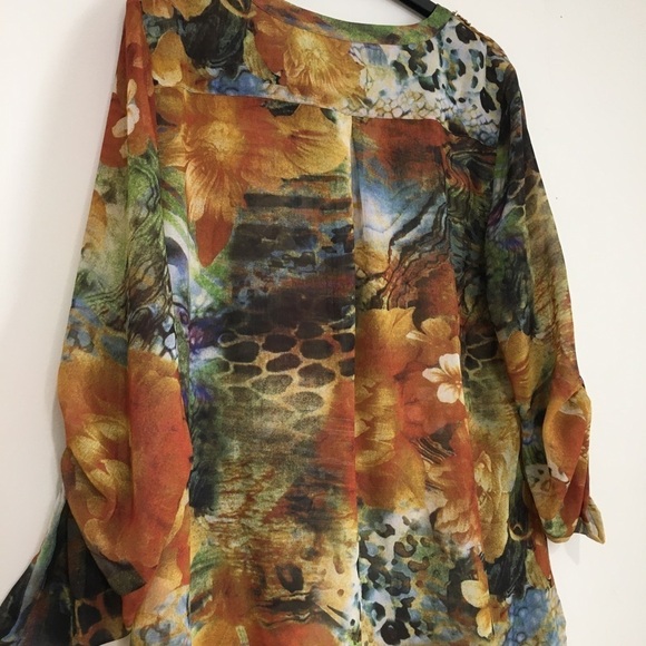 Soft Surroundings Boho Med Orange Multi Popover Embellished Beaded Tunic - Picture 9 of 16